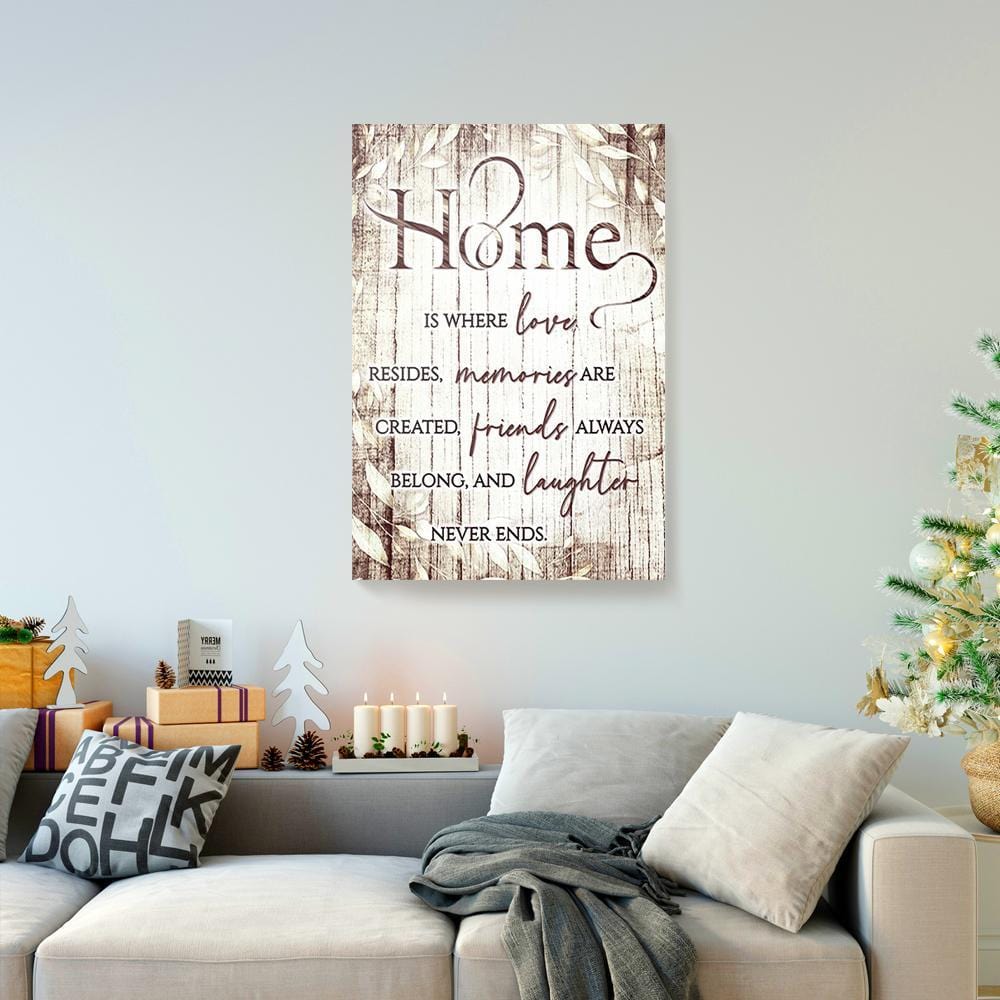 Canvas Painting Home Is Where Love Resides Vintage Tree Leaves Background Home Canvas Home Decor Canvas