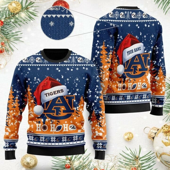 Auburn Tigers Custom Name Gift For Fan Ugly Wool Sweater Christmas