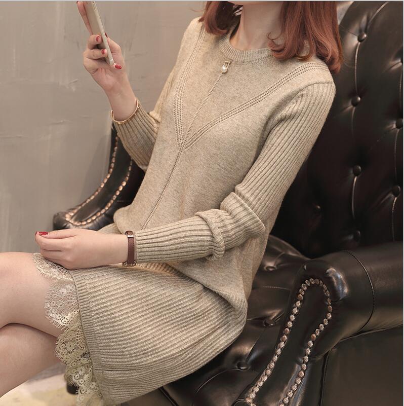 2022 Korean Winter Sweater Dress 4 Colors Casual Stripe Knitted Dress Fish Tail Woman Sweater Dress Women alx