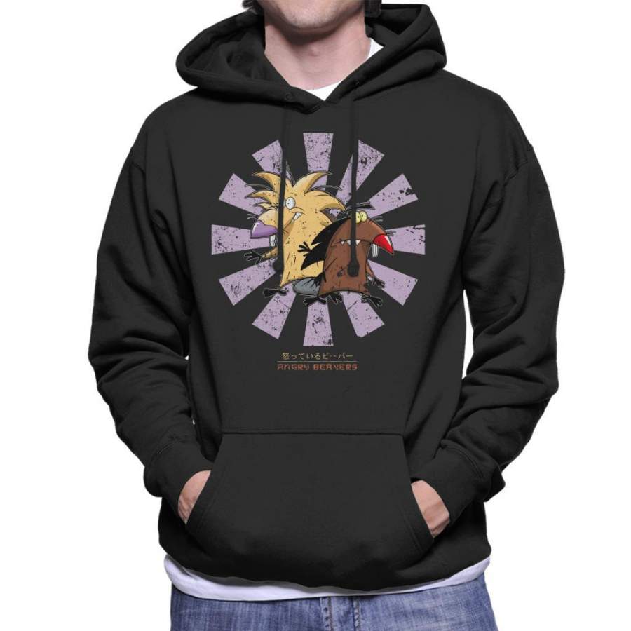 Angry Beavers Retro Japanese Men’s Hooded Sweatshirt