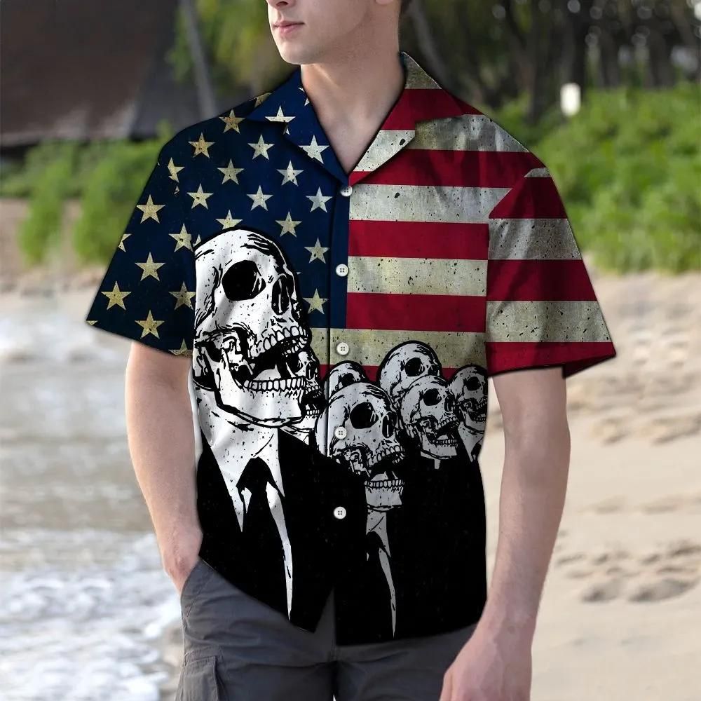 Skull Usa Aloha Hawaii Shirt Colorful Short Sleeve Summer Beach Casual For Men And Women Ha21581