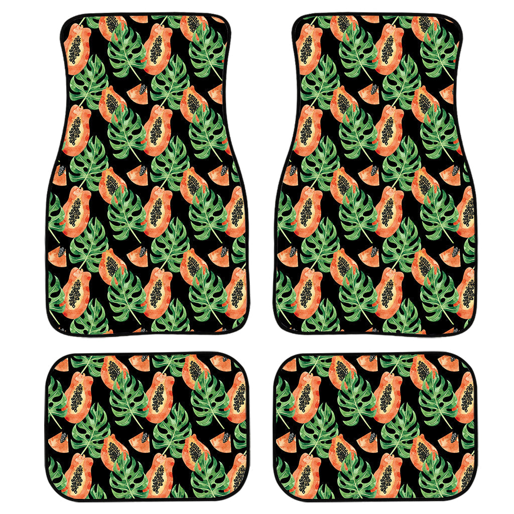 Tropical Papaya Pattern Print Front And Back Car Floor Mats, Front Car Mat