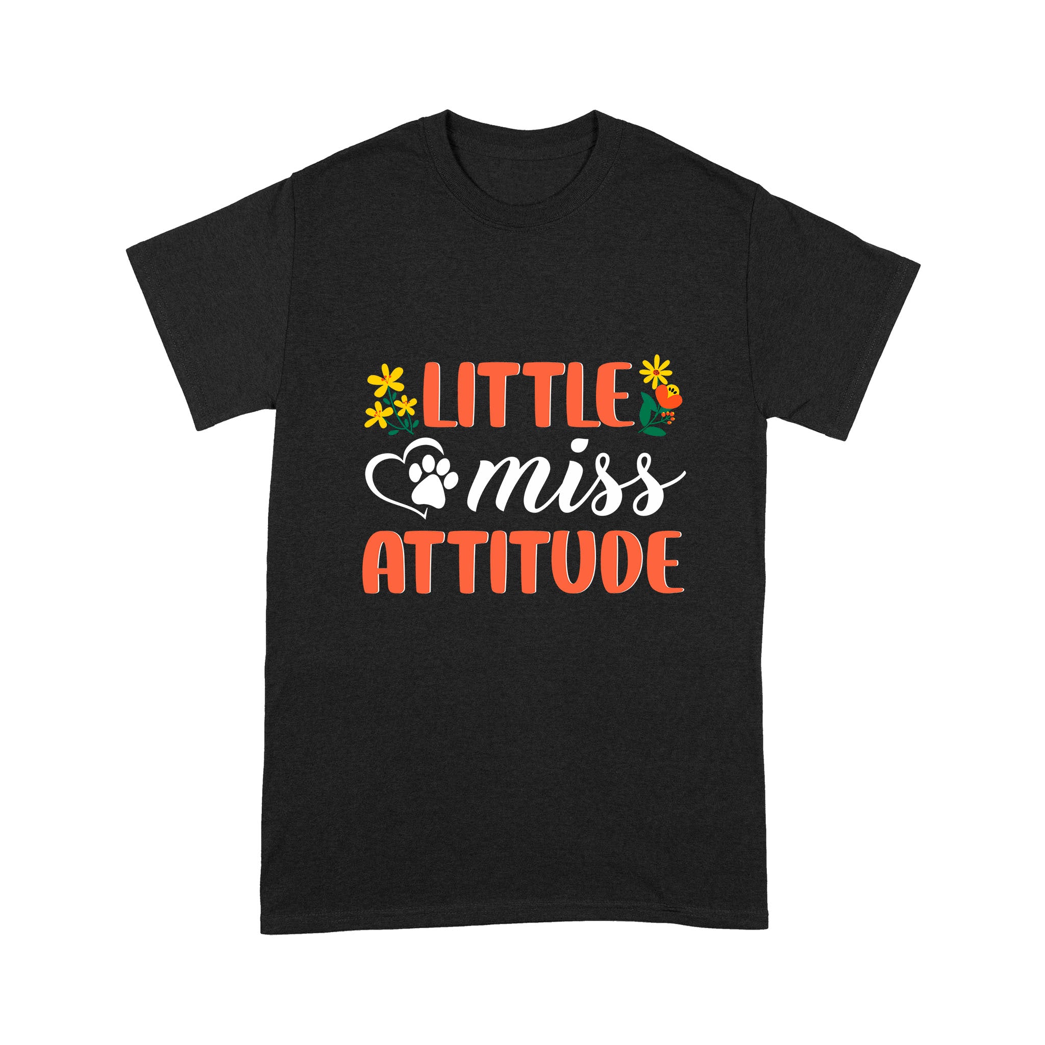 Funny Dog Shirt For Women| Little Miss Attitude Floral Pawprint Shirt For Dog Mom Dog Owner Dog Lover| Jtsd251