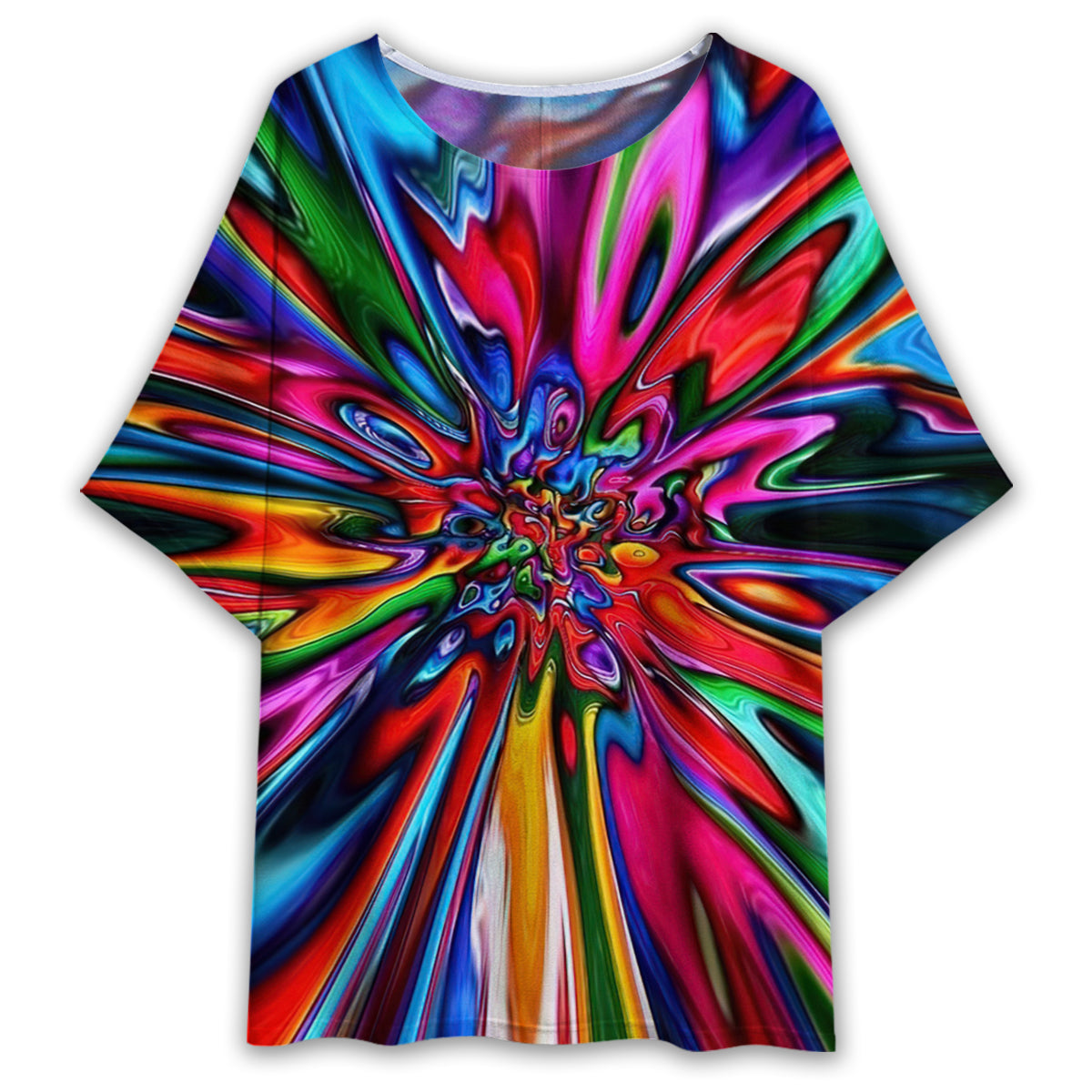 Hippie Tie Dye Colorful – Women’S T-Shirt With Bat Sleeve
