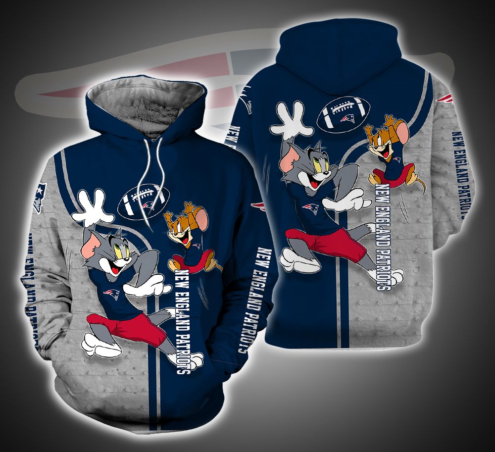 New England Patriots Ft. Tom and Jerry 3D Printed Hoodie