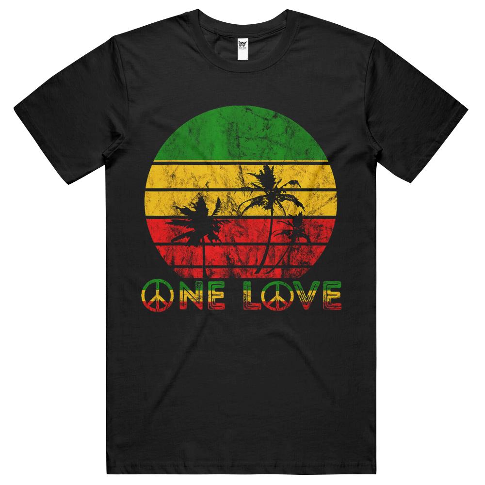 Rasta Reggae One Love Retro Vintage Sunset Jamaica Vacation T Shirts