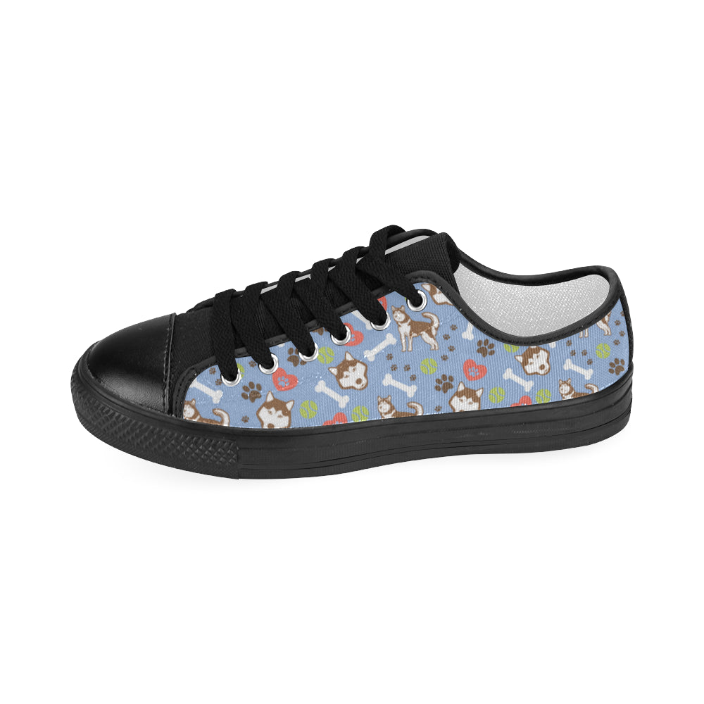 Alaskan Malamute Pattern Black Women’s Classic Canvas Shoes