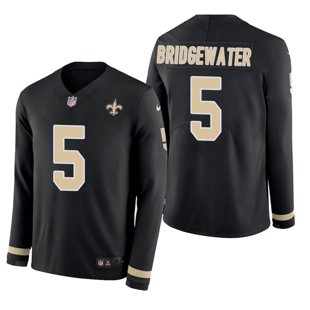 New Orleans Saints Teddy Bridgewater Therma Long Sleeve Mens Jersey Black