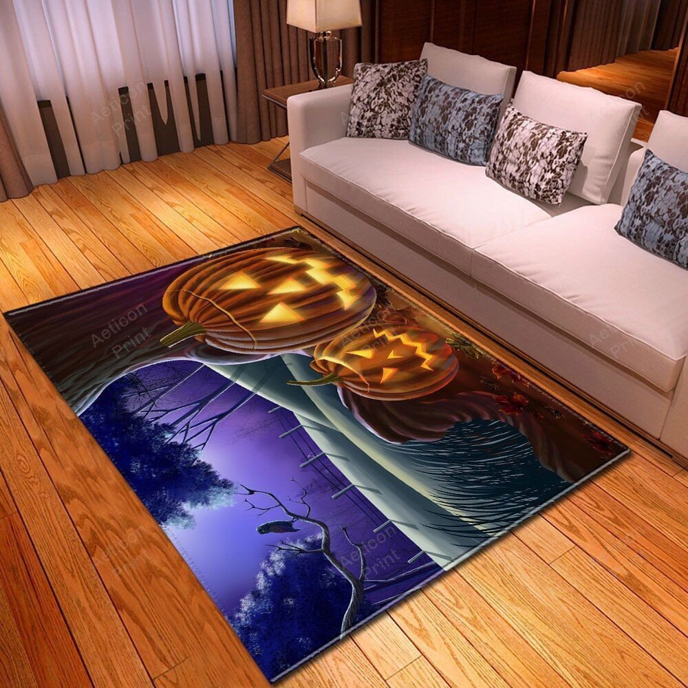 Halloween Stary Night Owl With Pumpkin Decor Area Rug Carpet Vintage Home Decor Gift Idea Carpet