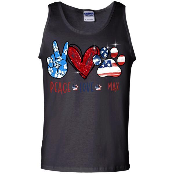 Custom Independence Day Peace Love And Dogs Front Printed T-Shirt