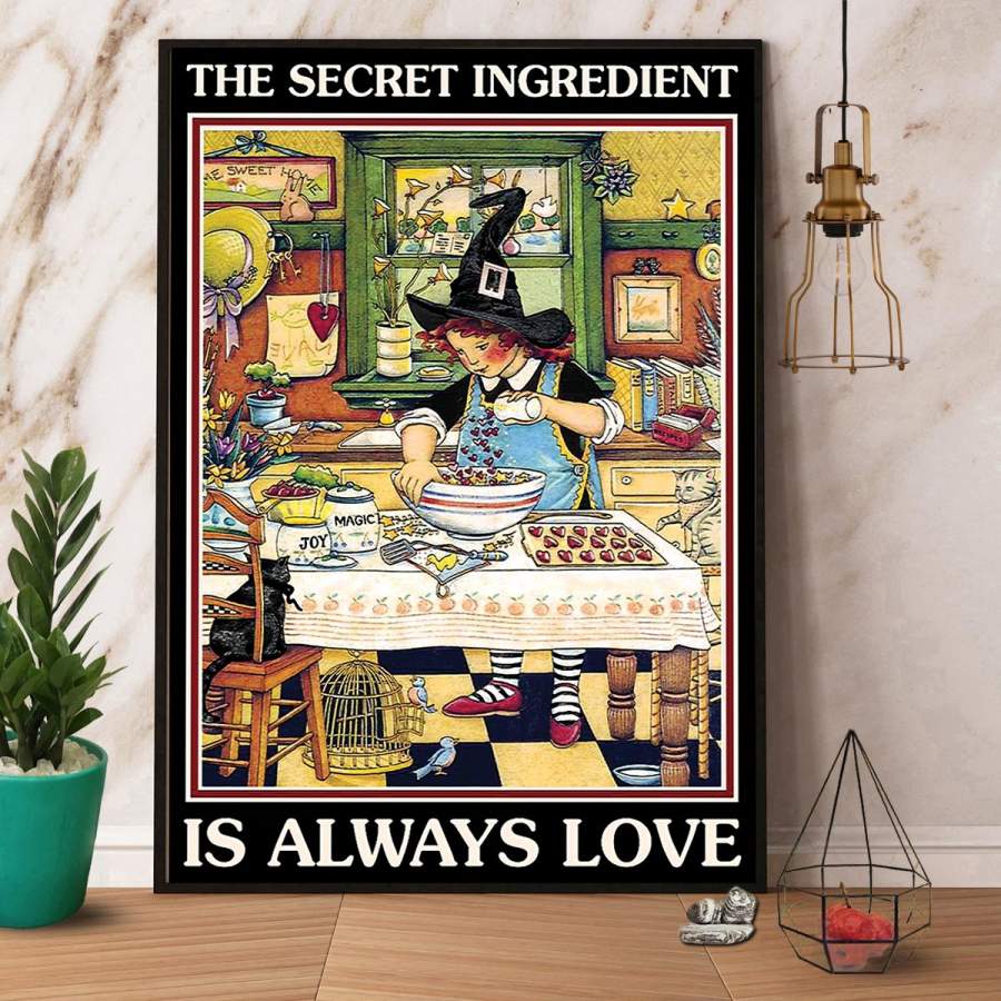 Witch baking the secret ingredient Halloween poster no frame/ wrapped canvas wall decor full size