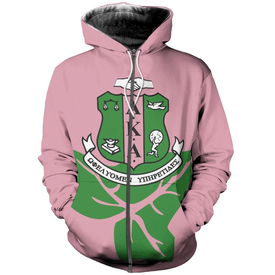 Alpha Kappa Alpha And Ivy League Pink Zip Hoodie