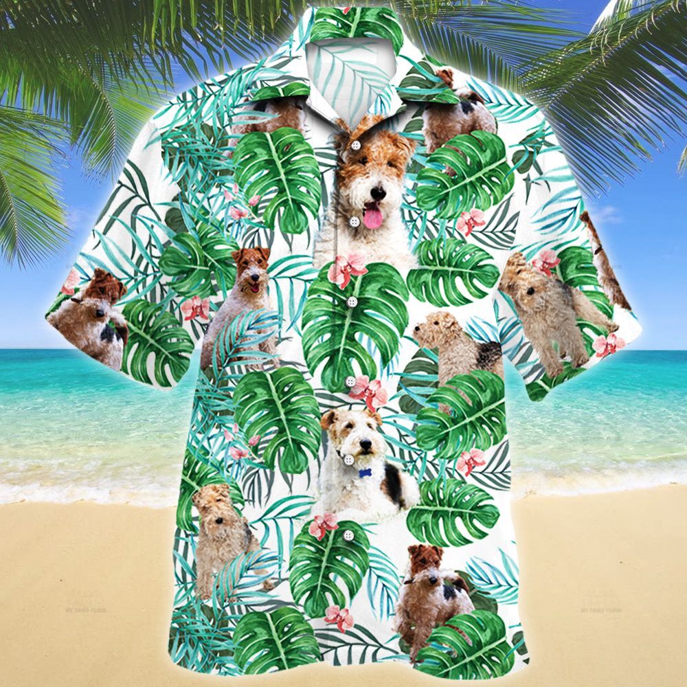 Wire Fox Terrier Dog Tropical Plant Hawaiian Shirt Ha1065