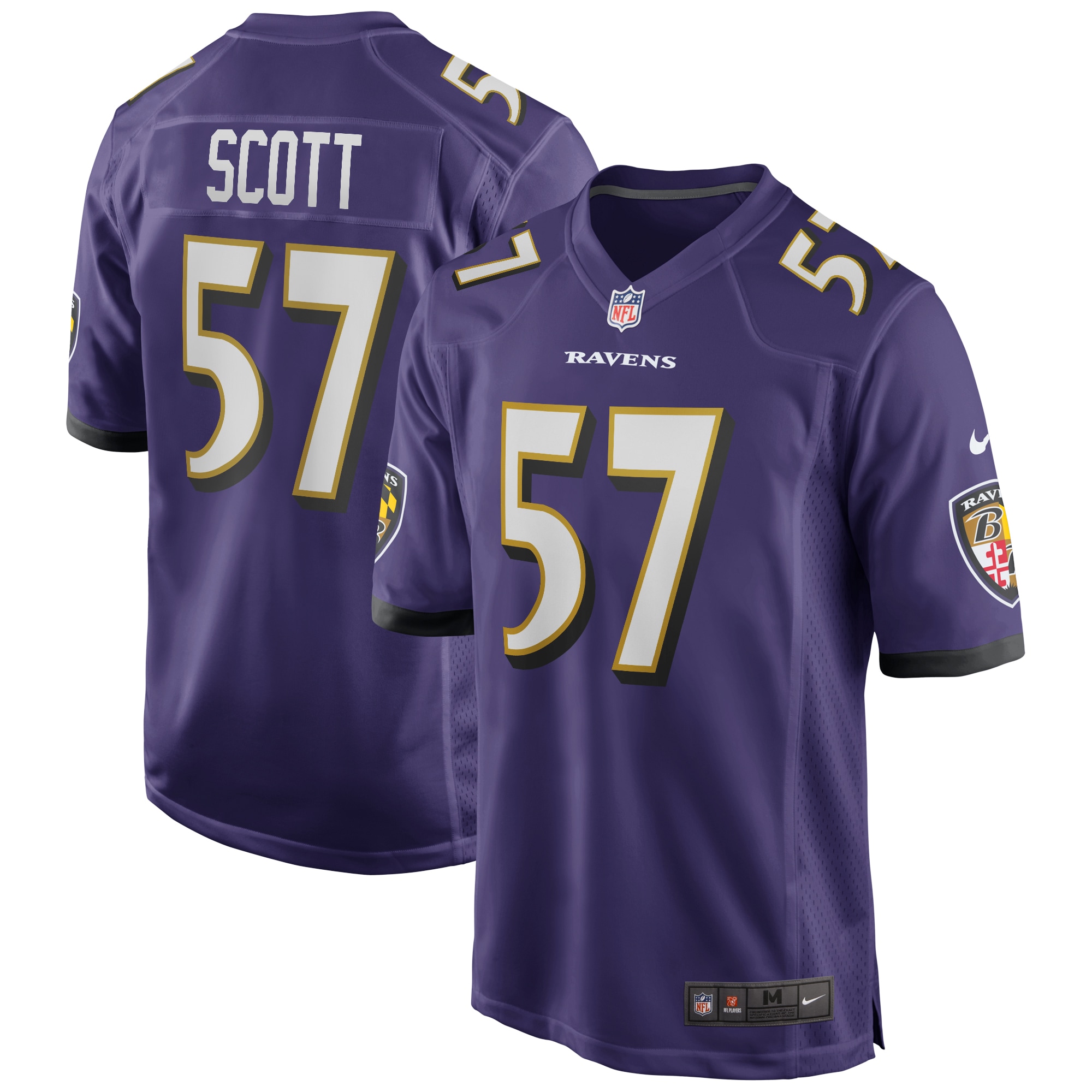 Men’s Baltimore Ravens Bart Scott Purple Game Retired Player Jersey