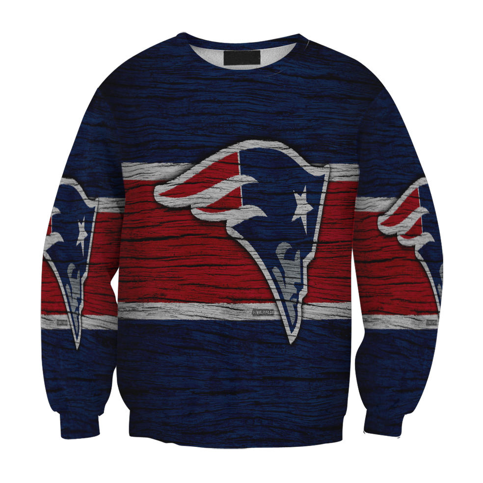 New England Patriots Red Blue Wood Gift For Fan 3D Full Printing Sweatshirt