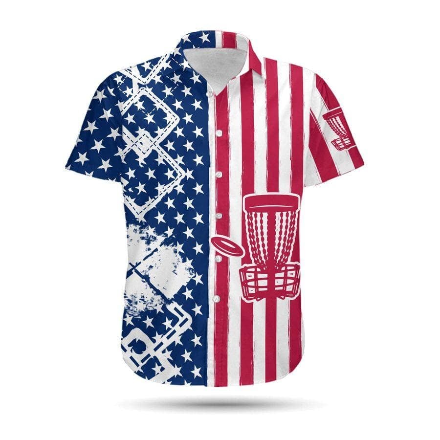 Hawaii Aloha Shirt Made In Disc Golf American Flag Ha32856