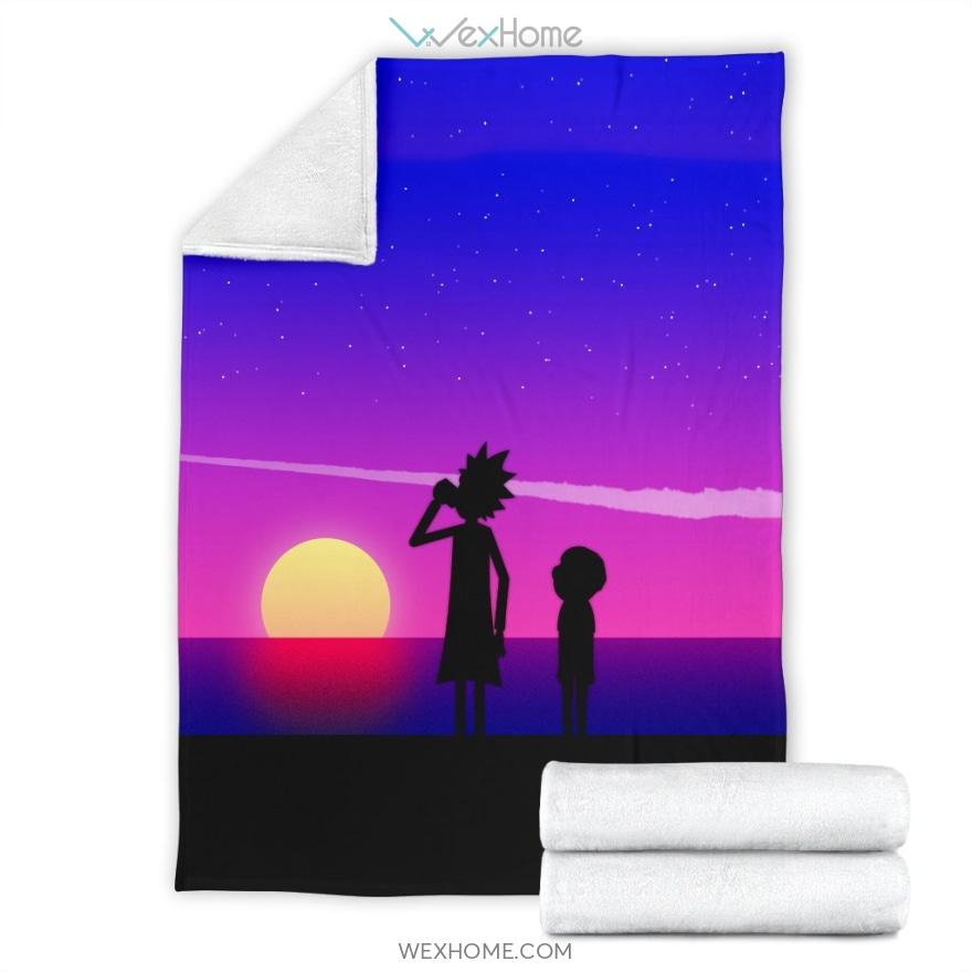 Rick And Morty Purple Sunset Premium Blanket