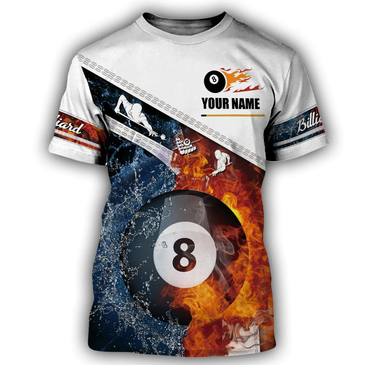 Custom Name Billiard 3D Shirt Uniform, Billiard Fire Hoode All Over Print, Billiard Team Uniform