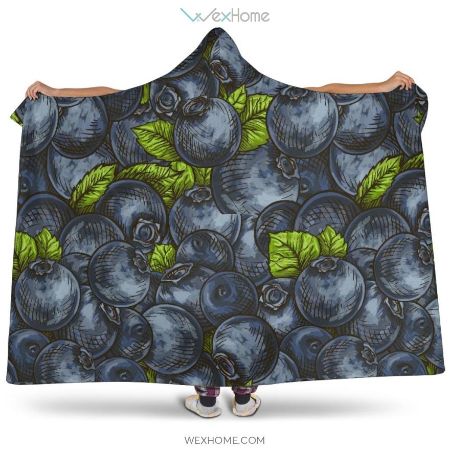 Blueberry Pattern Hooded Blanket