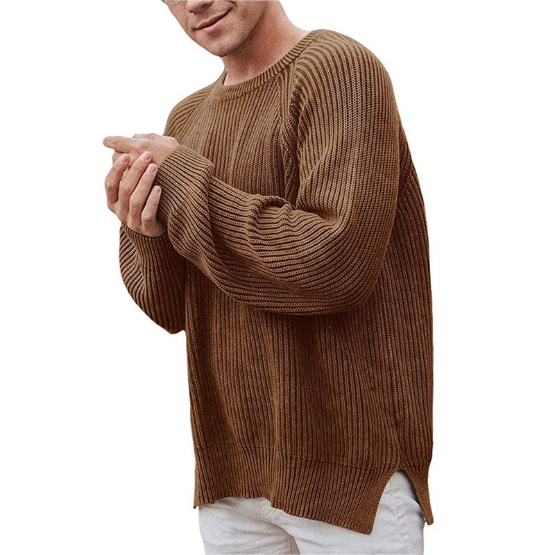 Crewneck Sweater Men Autumn Knitted Crew Sweatshirt Casual Solid Color Pullover Sweaters alx