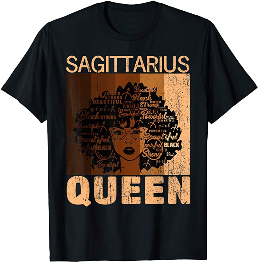 Sagittarius Queen Afro Birthday Black African American T-Shirt