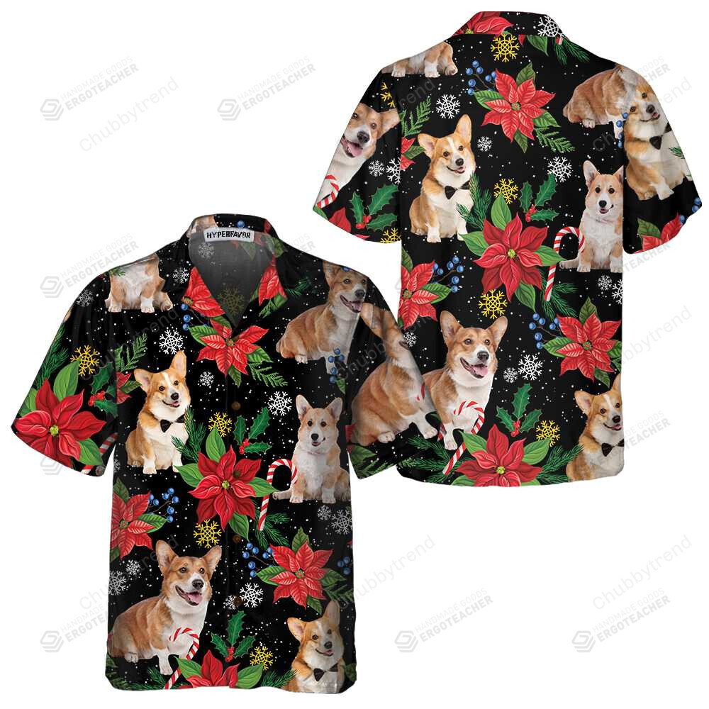 Corgi With Christmas Plants Hawaii Shirt Ha99383