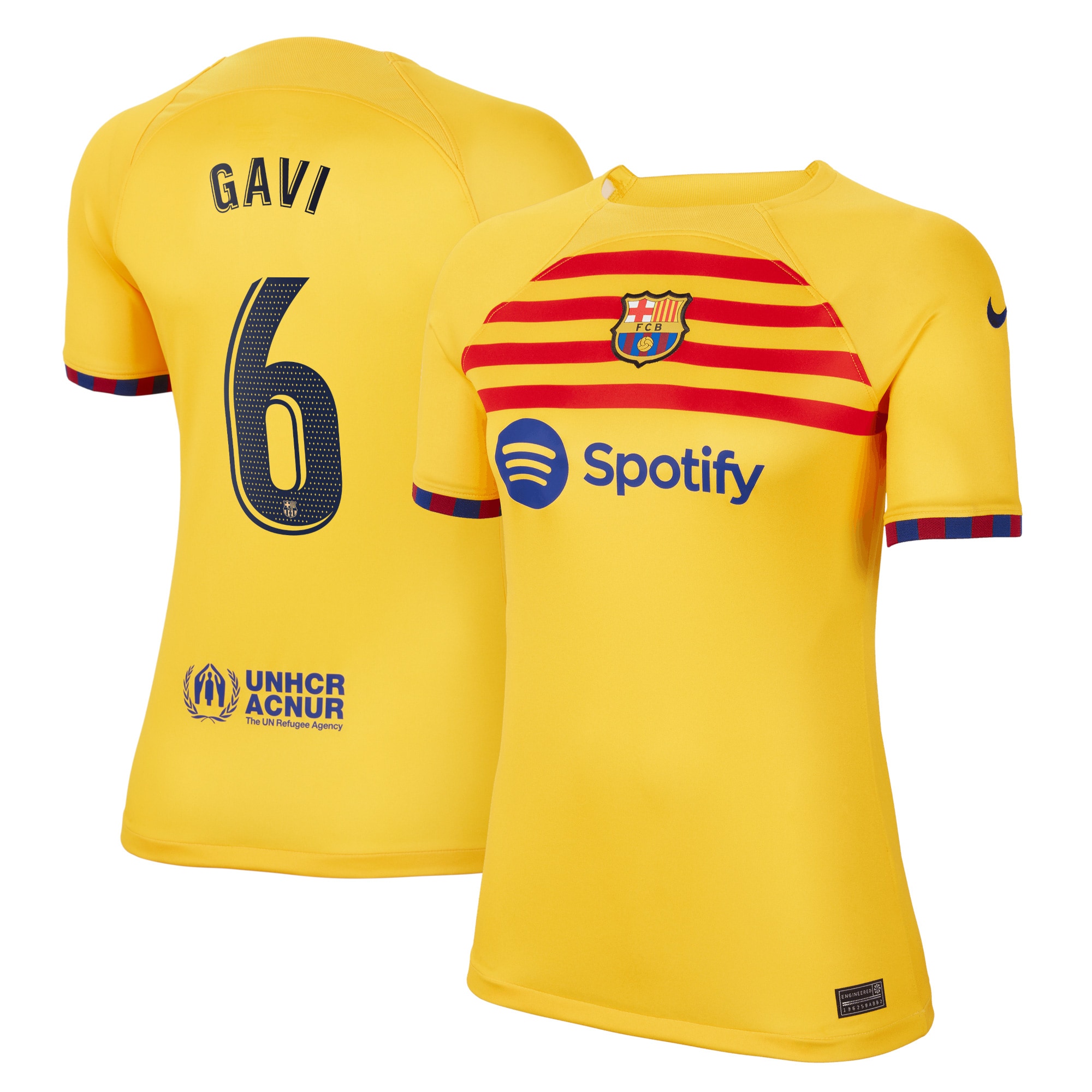 Gavi Barcelona Women's 2022/23 Fourth Breathe Stadium Replica Player Jersey – Yellow