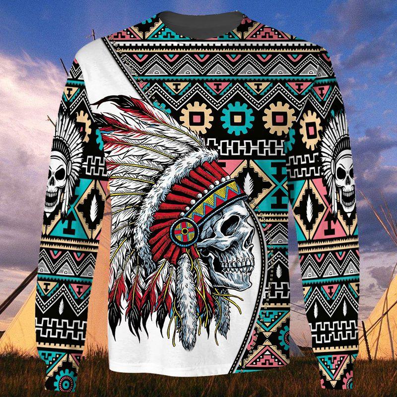 Skull Tribe Indian Native American Pride Trending Shirts 3D Sweatshirt