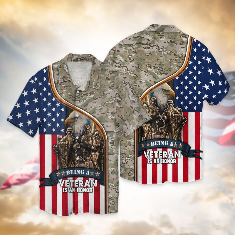 Being A Veteran Is An Honor Us Flag 3D Full Print Hawaiian Shirt