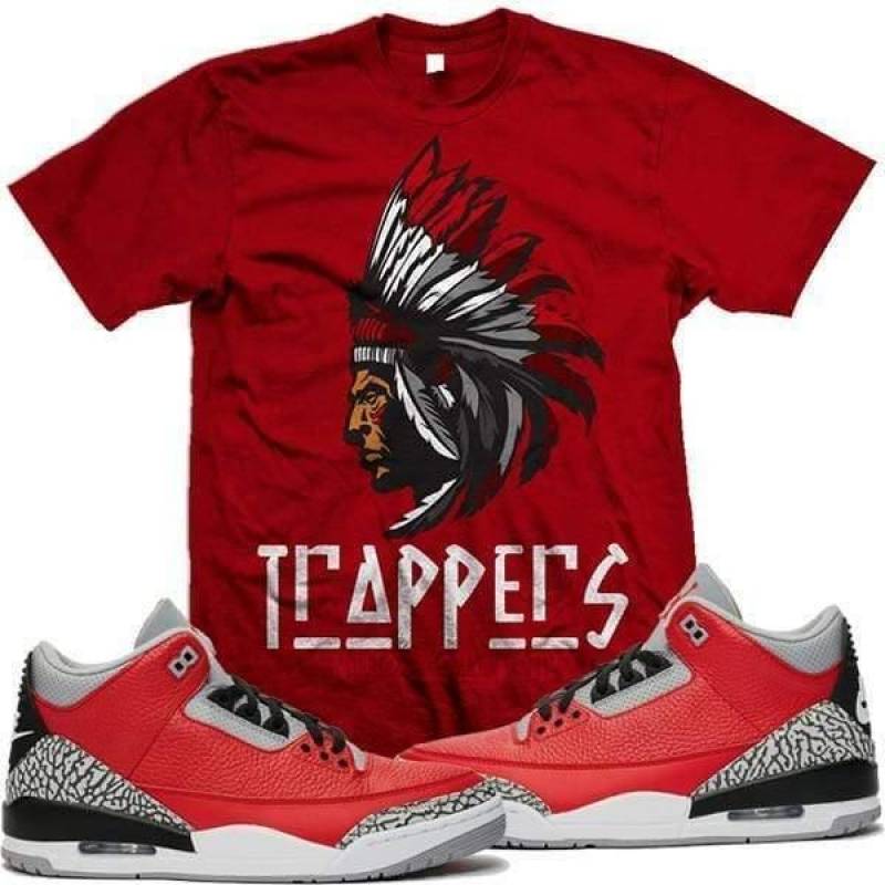 Jordan Retro 3 Red Cement Elephant Match Sneaker T-Shirt Trappers