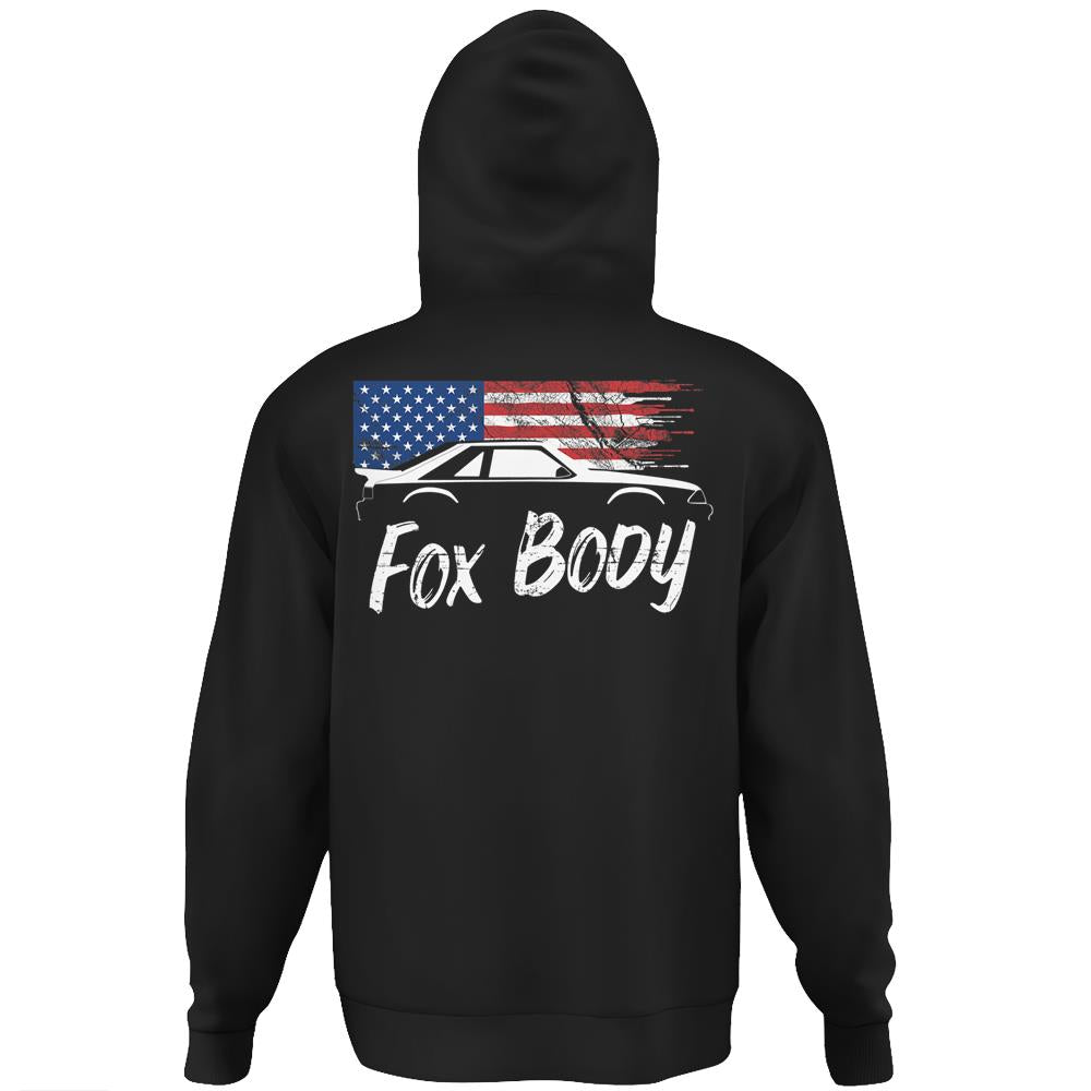 Foxbody 5.0 American Flag Stang Muscle Car Hoodie Print On Back