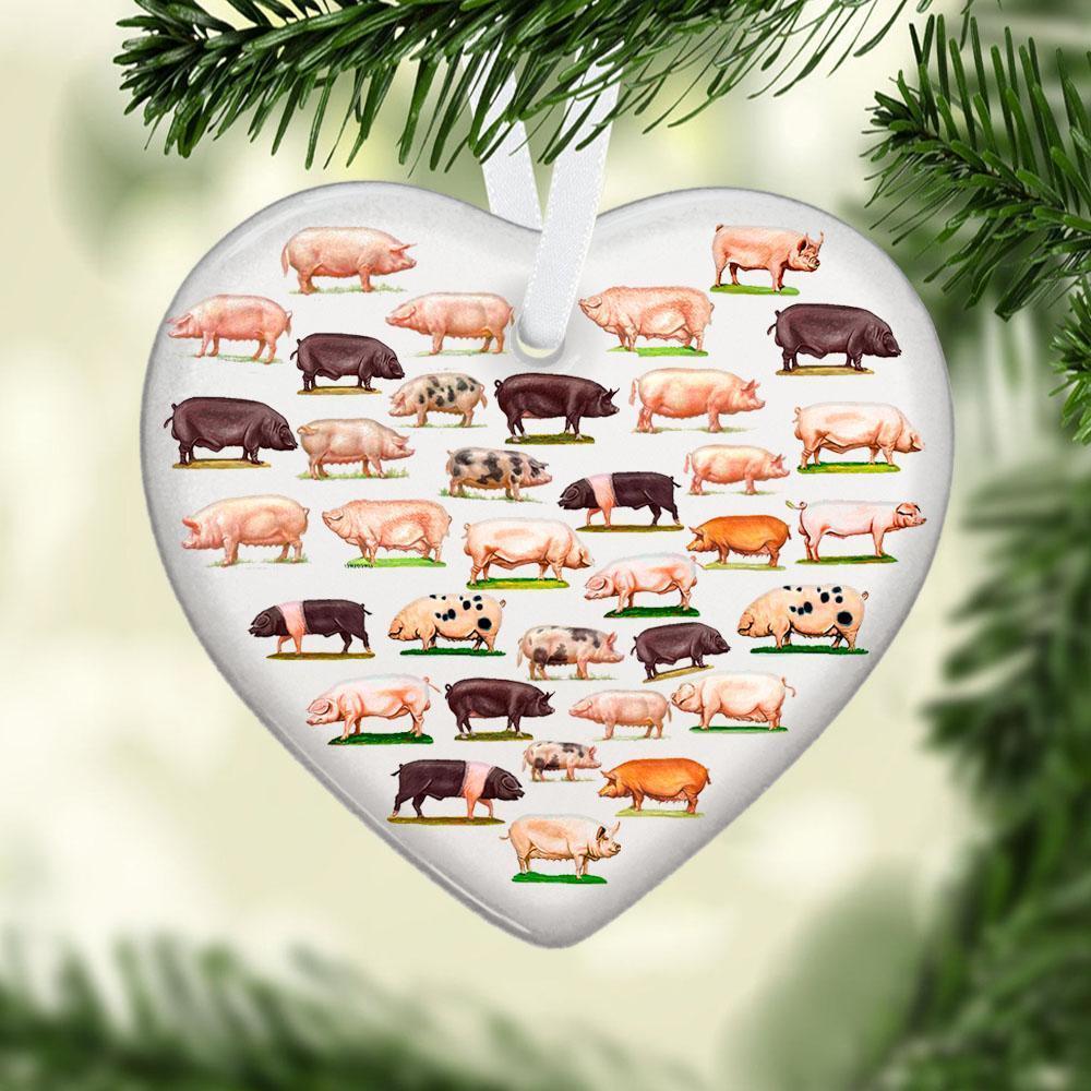 Pigs Heart Ceramic Ornament Christmas Ornament Christmas Gift Ideas