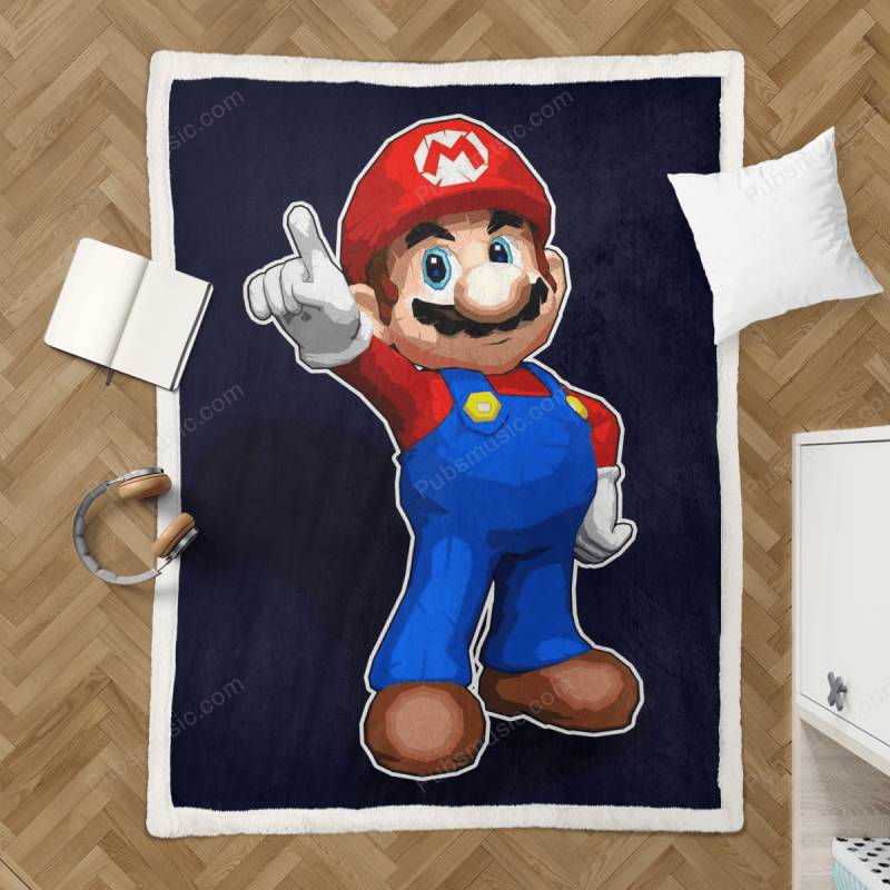 Super Mario Bros Pop Art – Vector Art Style Sherpa Fleece Blanket