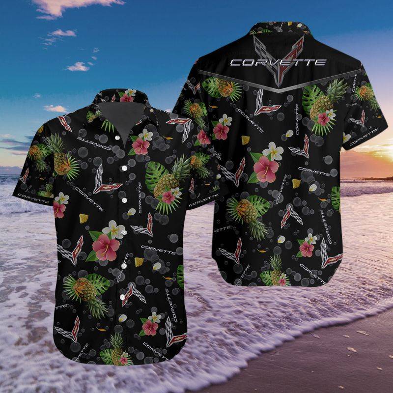 3D All Over Printed Chevrolet Corvette VTH HAWAIIAN Shirts Ver 1 (Black)