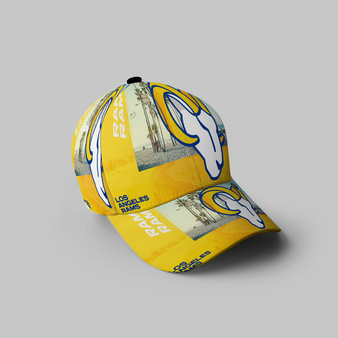 Los Angeles Rams Yellow Beach 3D Printing Baseball Cap Classic Hat