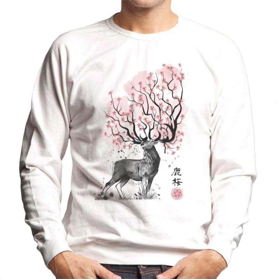 Sakura Deer Cherry Blossom Men’s Sweatshirt