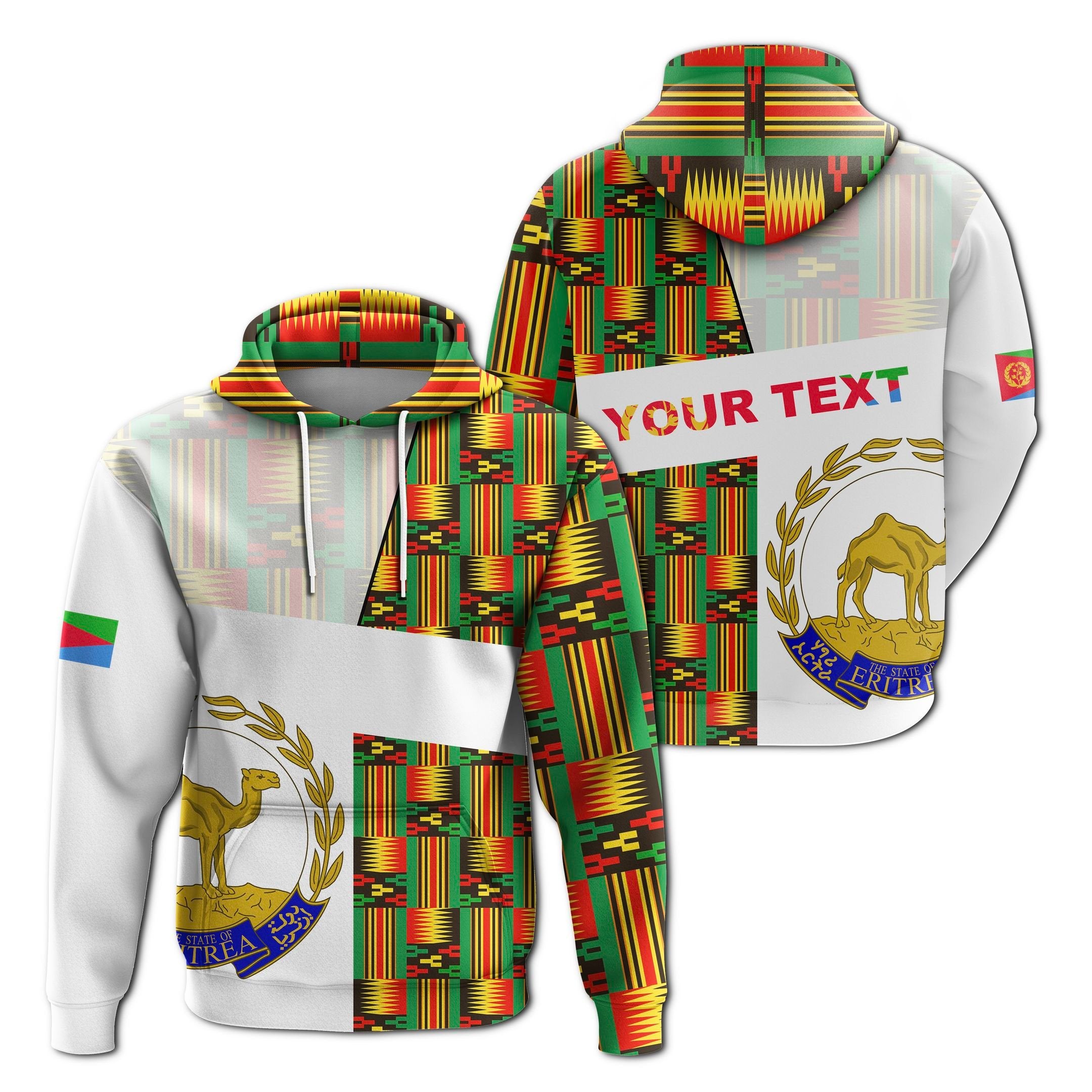 (Custom Personalised) Eritrea Hoodie Kente Pattern Lt13
