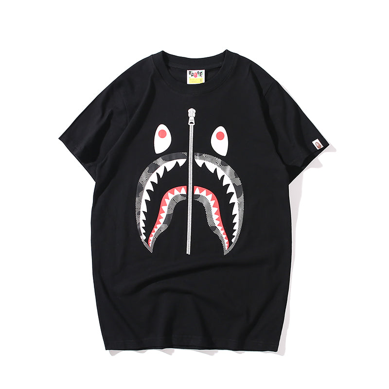 Bape Shark Head Camo Grey Cotton T Shirt 244