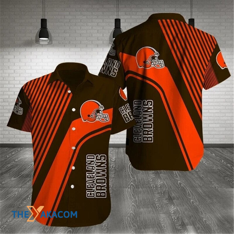 Cleveland Browns Nfl Team Gift For Fan Pattern Stripe Short Sleeve Hawaii Shirt Ha80211