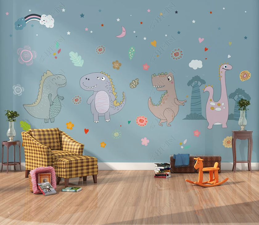 3D Cartoon Animal Dinosaur Wall Mural Wallpaper Lqh 153