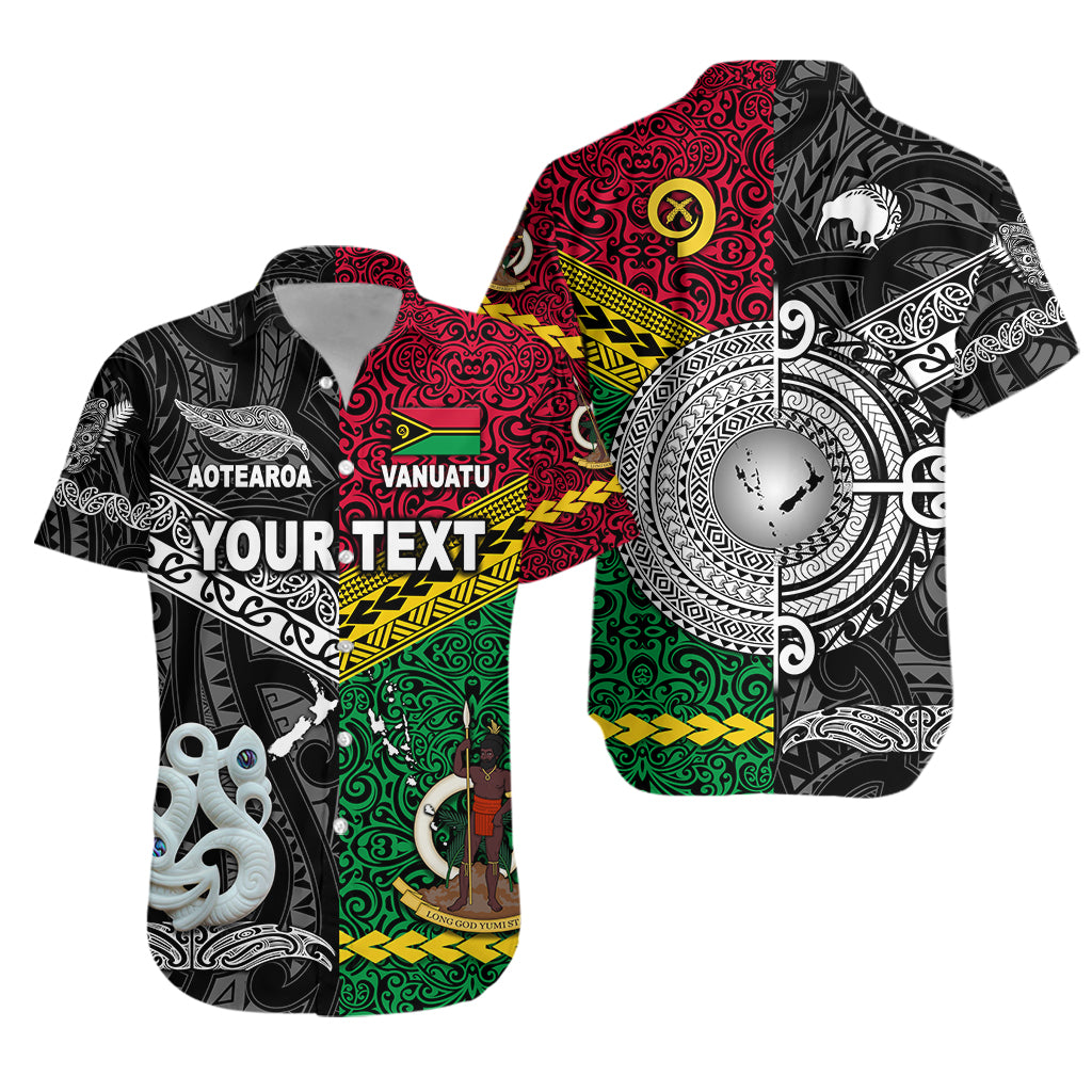 (Custom Personalised) Vanuatu And New Zealand Hawaiian Shirt Together – Black Lt8