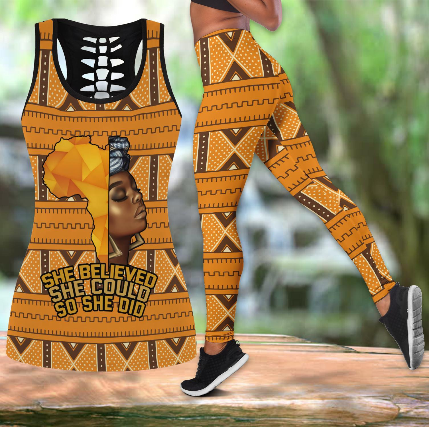 She Believed African Culture Legging & Tank Top Jj-Ml