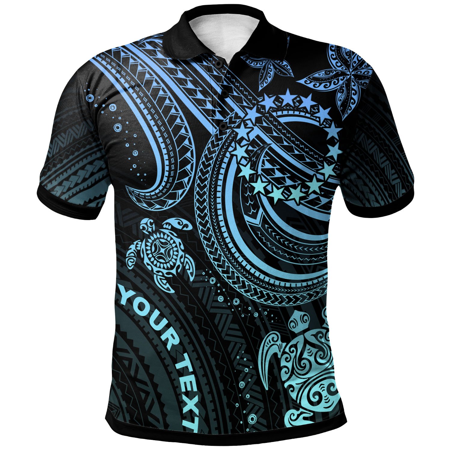 Cook islands Custom Personalised Polo Shirt – Blue Turtle – BN26