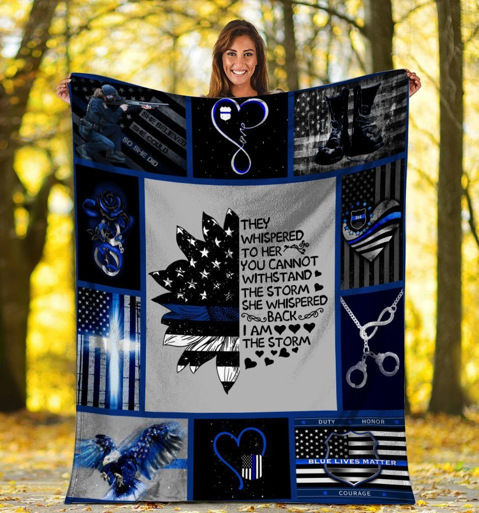 They Whispered To Her You Can Not Withstand, American Flag Blue Line Police Fleece Blanket