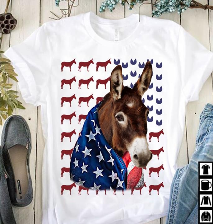 US Independence Day Horse Cotton T-Shirt