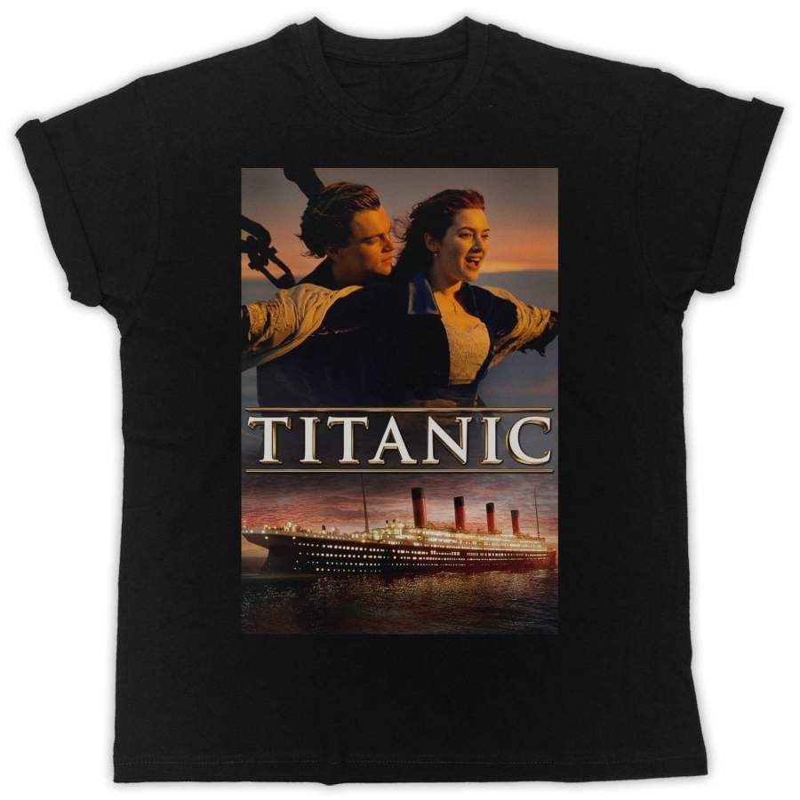 Cool Titanic Poster Slogan Black T-Shirt Mens Short Sleeves Bottoming T Shirt Casual Tee Shirt Fashion Tops Clothing