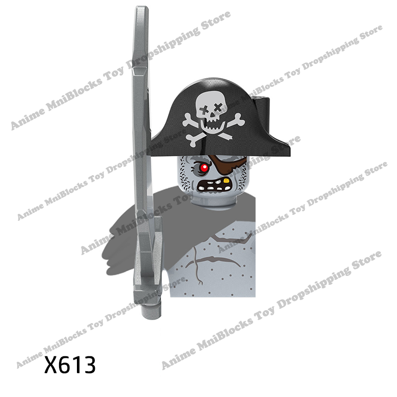 PG8048 X0160 movies Pirates the Caribbean Jack Sparrow ghost captain Mini Action toy Figures Assembly Toys kids Birthday Gifts alx