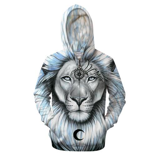 White Lion Zip-up Hoodie