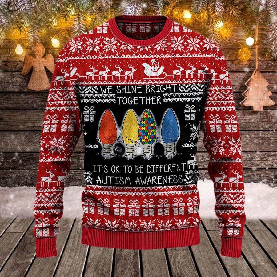 Autism Awareness Acceptance Autistic Society Asd Asperger Syndrome Neurodiversity Christmas Gift Ugly Sweater Wool Sweater