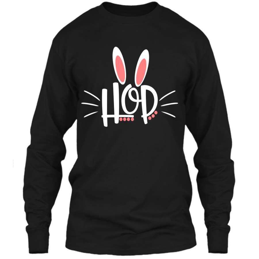 Cute Easter Holiday Shirt with Bunny Rabbit Ears for Kids LS Ultra Cotton Tshirt